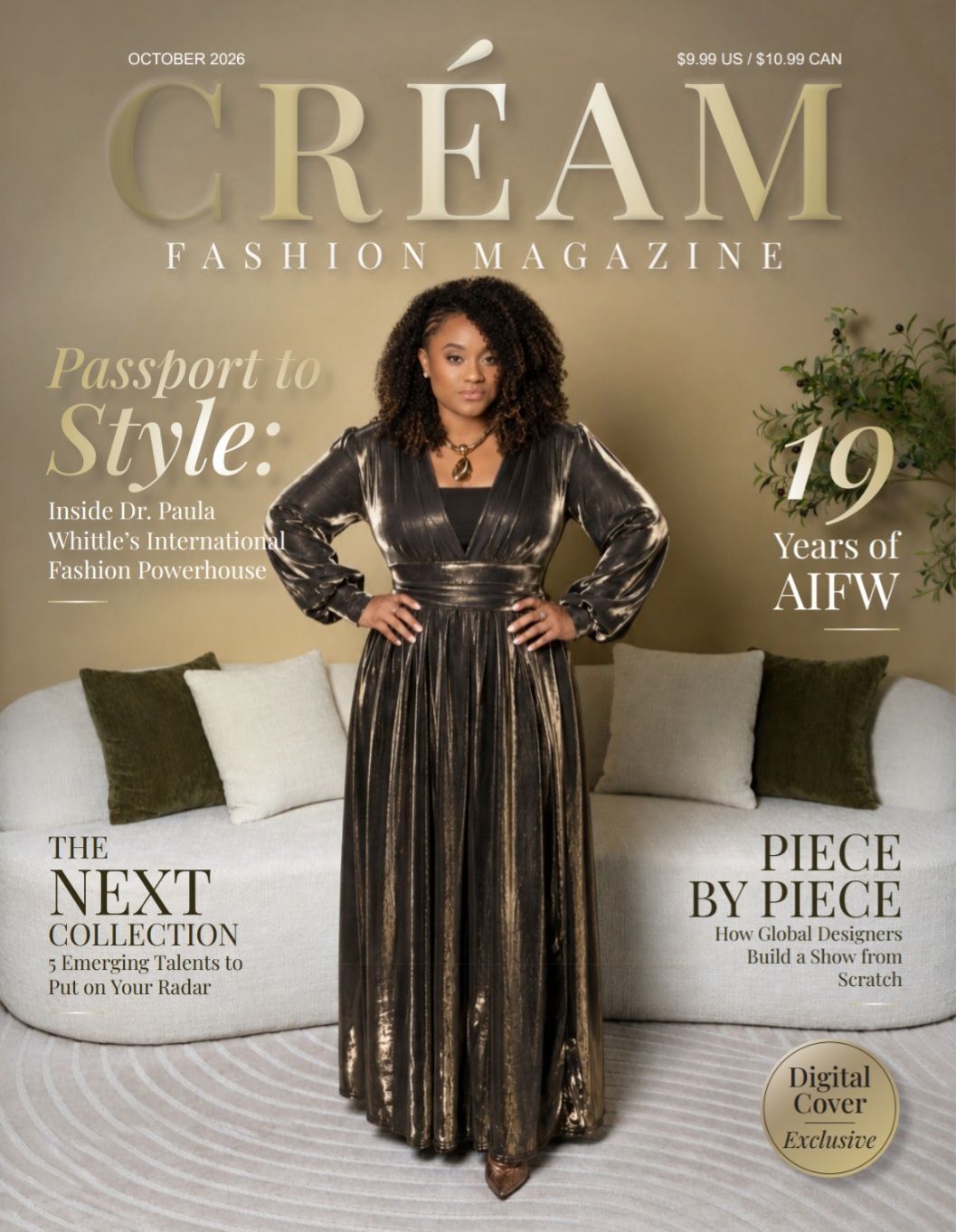 October 2026 CRÉAM Fashion Magazine cover artwork